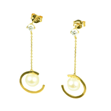 Pendientes oro 18 kts largos perlas
