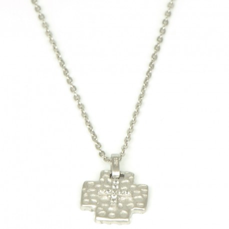 Colgante de plata rodiada cruz