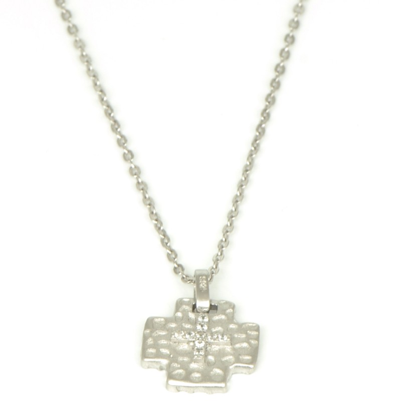 Colgante de plata rodiada cruz