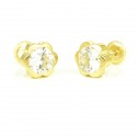 Pendientes oro 18 kts flor