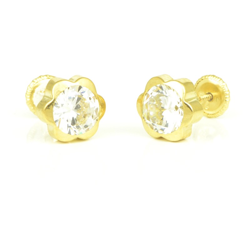 Pendientes oro 18 kts flor