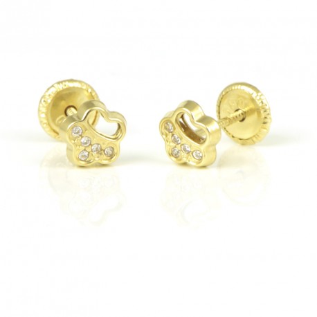 Pendientes oro 18 kts  flor