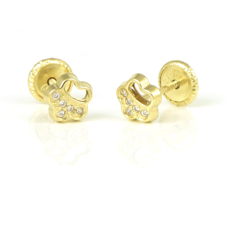Pendientes oro 18 kts  flor