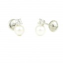 Pendientes oro blanco 18 kts perla