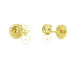 Pendientes oro 18 kts perla