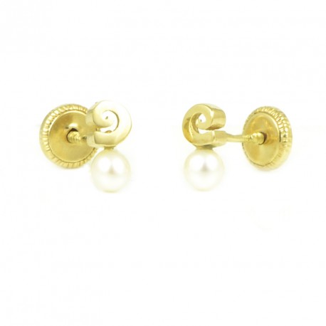 Pendientes oro 18 kts perla