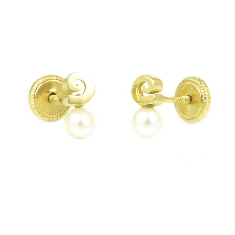 Pendientes oro 18 kts perla
