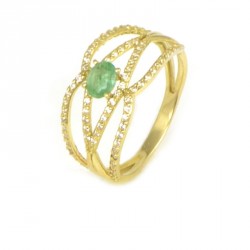 Sortija oro amarillo con esmeralda