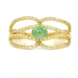Sortija oro amarillo con esmeralda
