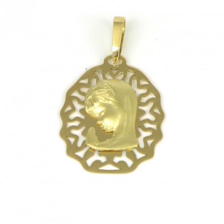 Medalla de oro 18 kts virgen niña