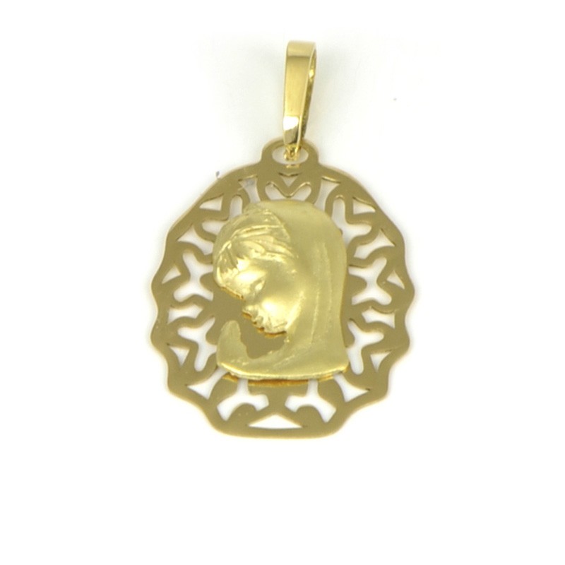Medalla de oro 18 kts virgen niña