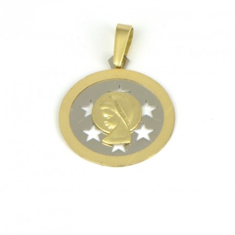 Medalla de oro 18 kts virgen niña