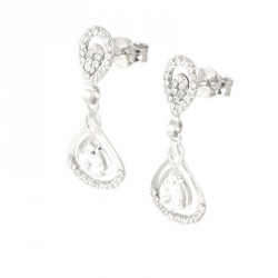 Pendientes oro 18 kts blanco circonitas