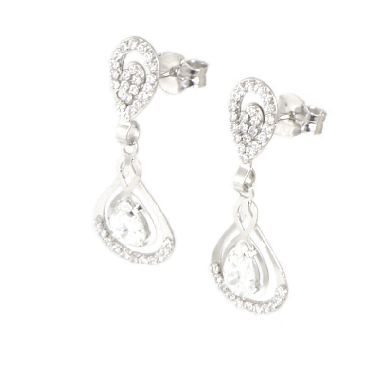 Pendientes oro 18 kts blanco circonitas