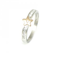 Anillo oro blanco 18 kilates estrella