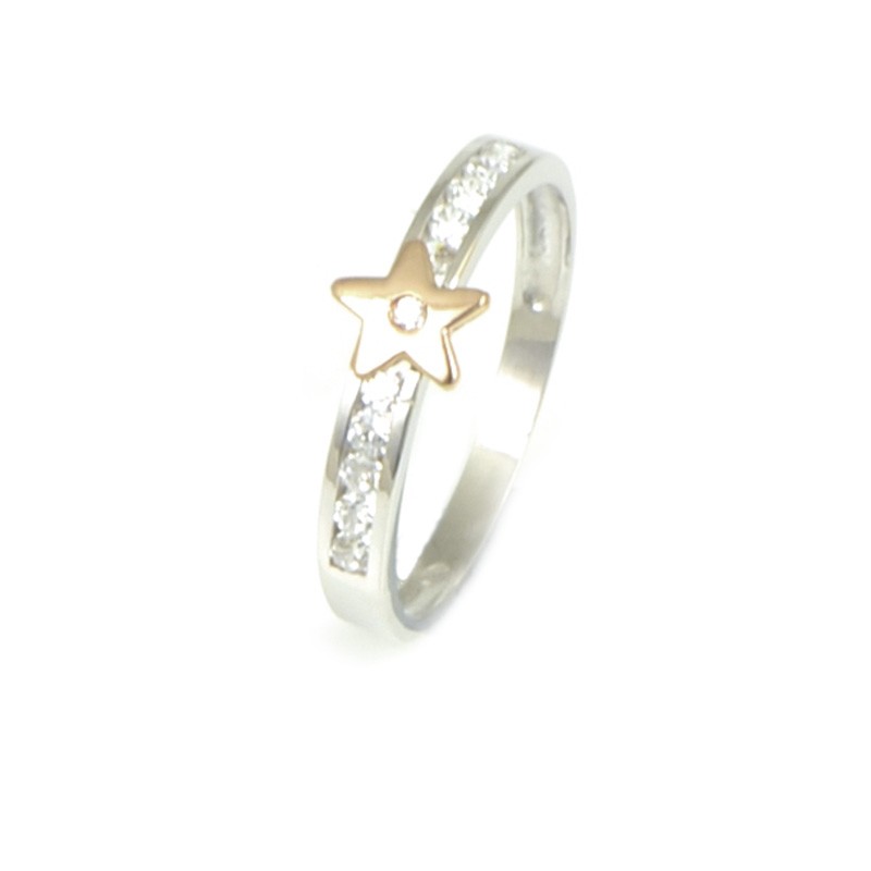 Anillo oro blanco 18 kilates estrella