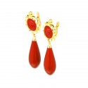 Pendientes oro 18 kts coral