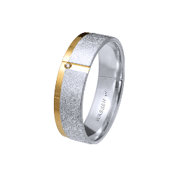 Alianza de oro bicolor con diamante
