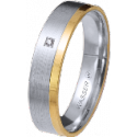 Alianza de oro bicolor con diamante