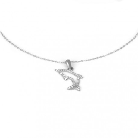 Collaret or blac 18kts dofí amb zirconites