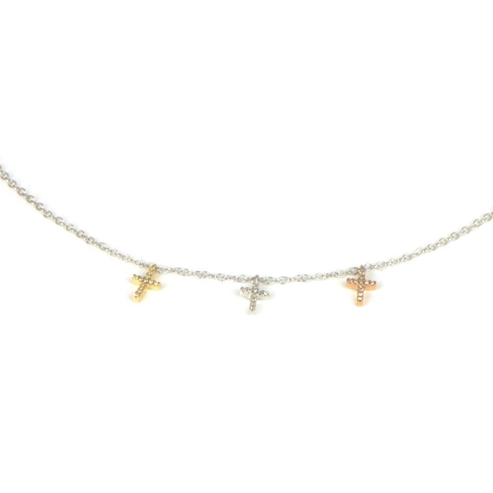 Collaret or blanc 18kts amb creus de diamants.