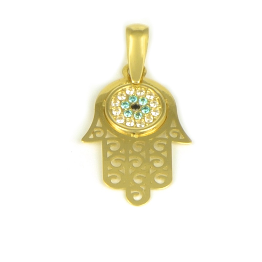 Penjoll en or groc de 18 kts mà de Fàtima.