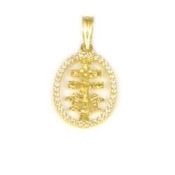 Colgante de oro amarillo de18 kts cruz de caravaca