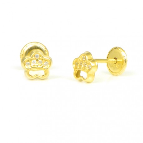 Pendientes oro 18 kts flor circonita