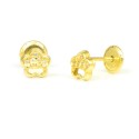 Pendientes oro 18 kts flor circonita
