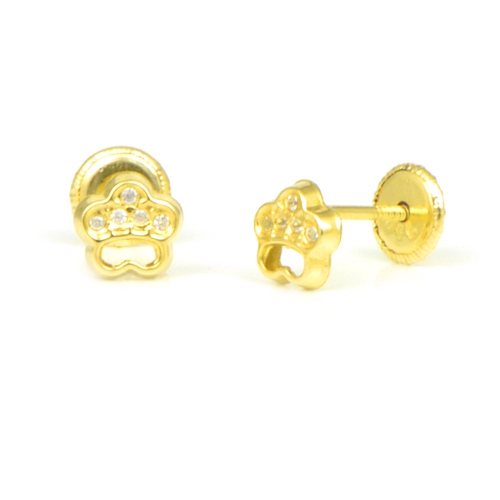 Pendientes oro 18 kts flor circonita