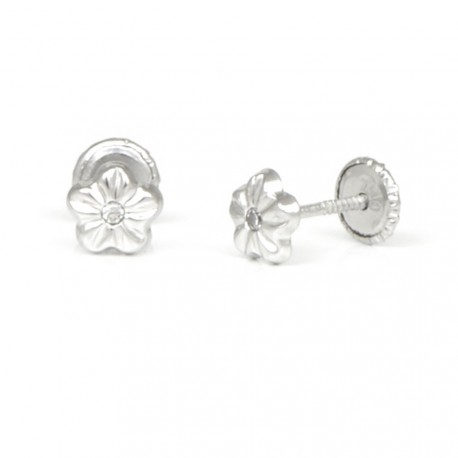 Pendientes oro 18 kts flor circonita