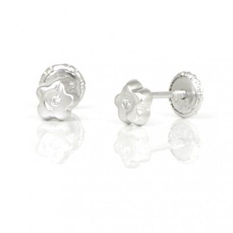 Pendientes oro 18 kts flor circonita