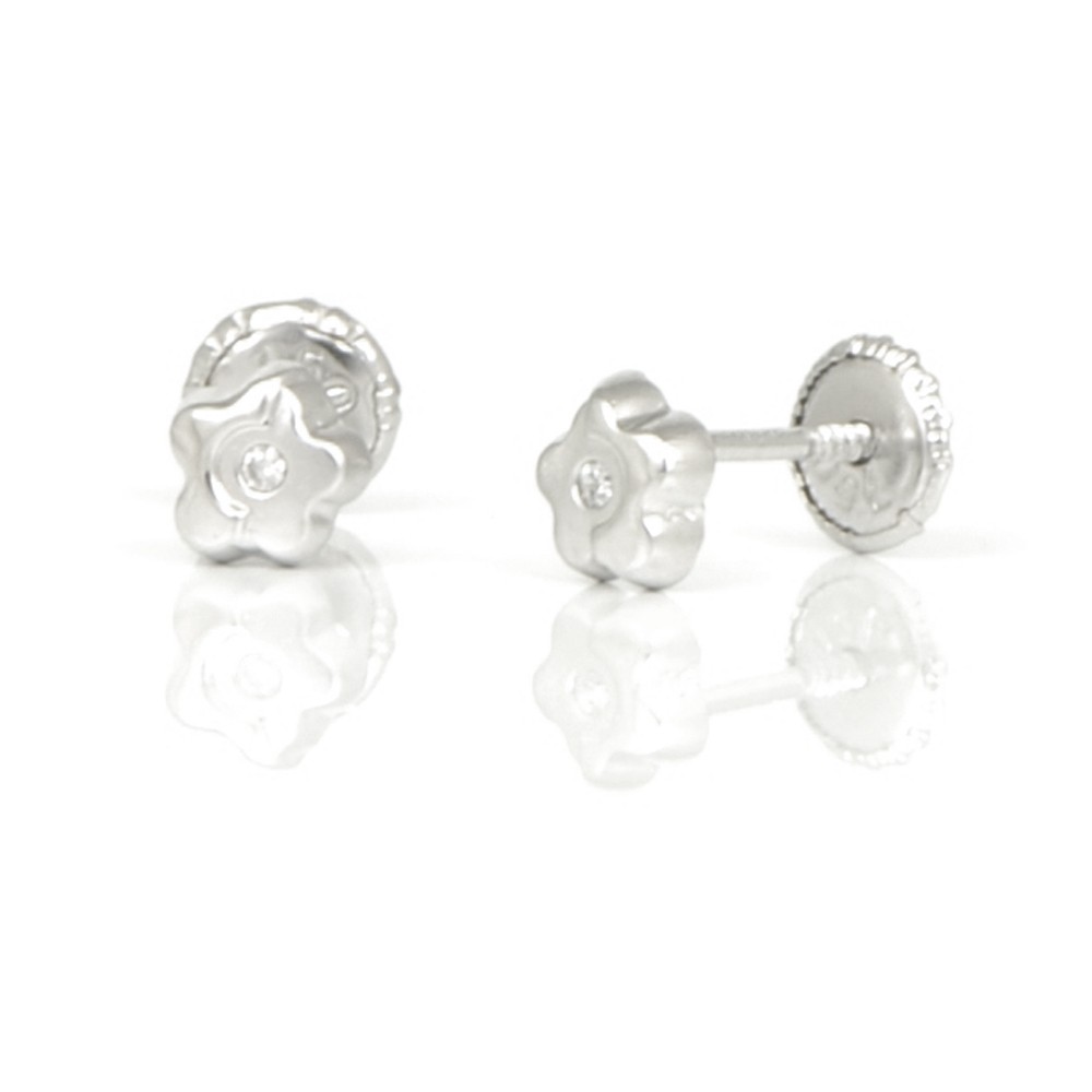 Pendientes oro 18 kts flor circonita