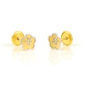 Pendientes oro bicolor 18 kts  flor