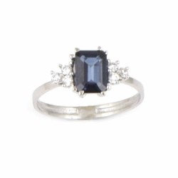 Anillo oro blanco 18 kilates zafiro