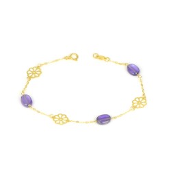 Pulsera oro 18 kts mujer piedras lilas
