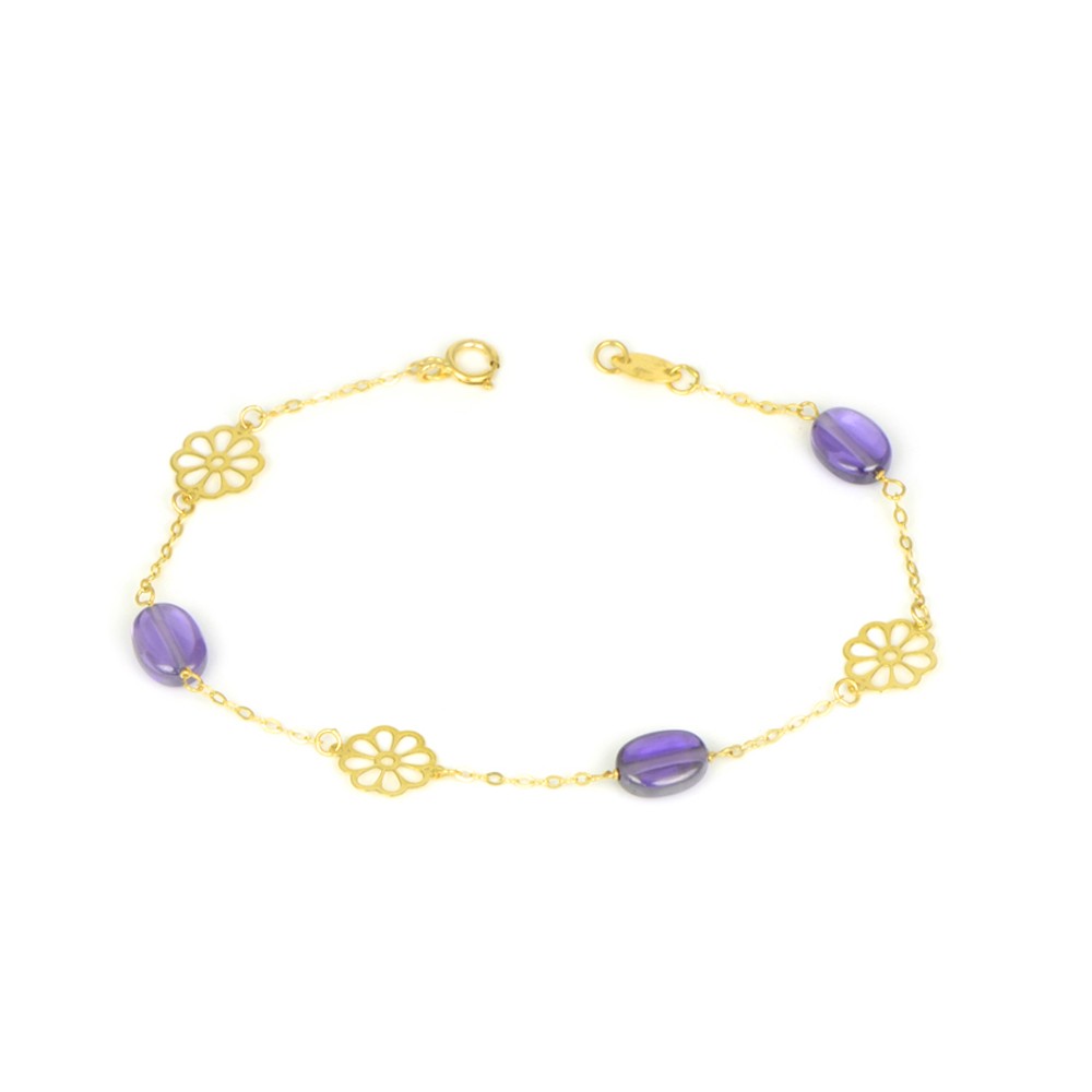 Pulsera oro 18 kts mujer piedras lilas