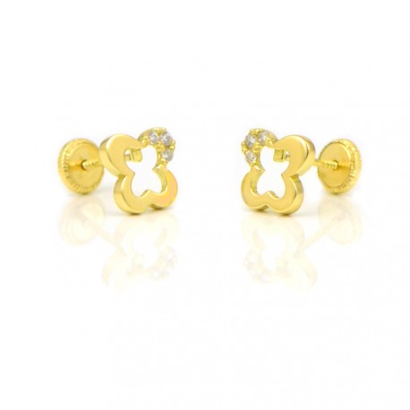 Pendientes oro amarillo 18 kts mariposa