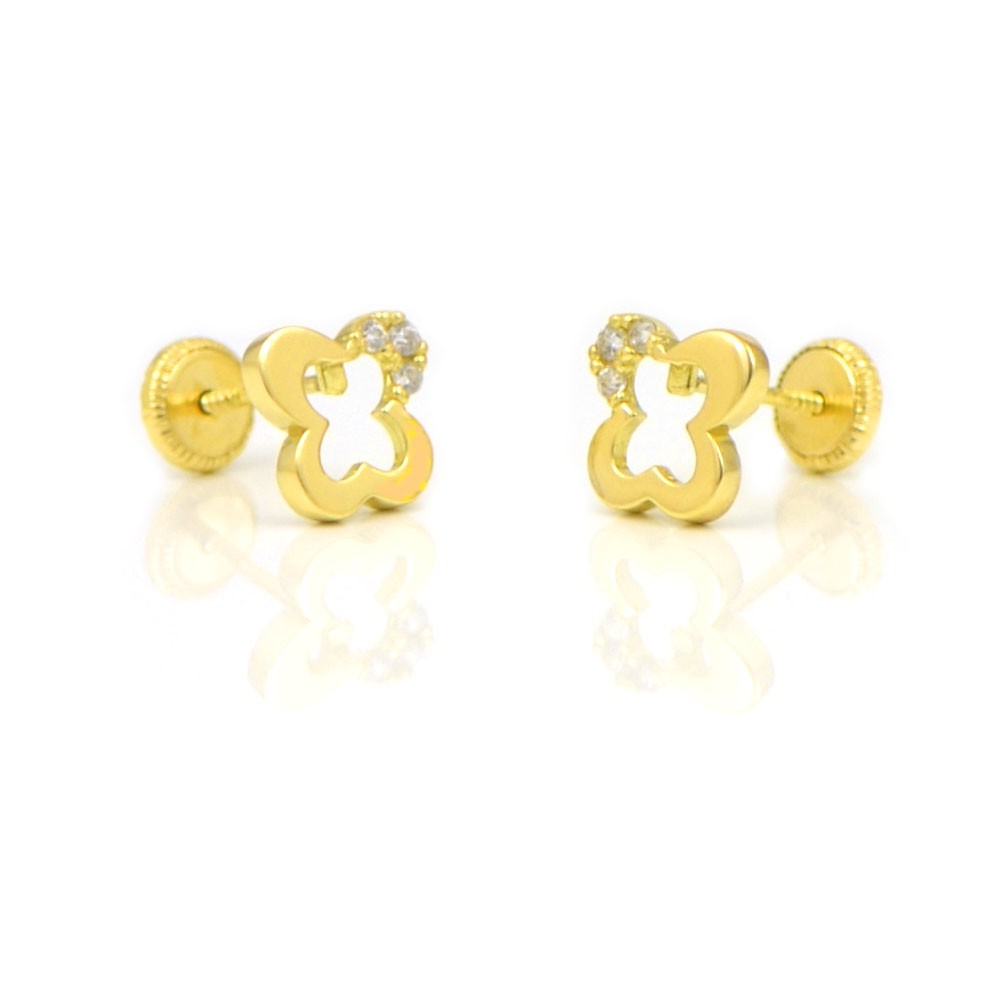 Pendientes oro amarillo 18 kts mariposa