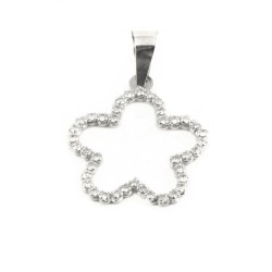 Colgante de oro blanco 18 kts flor