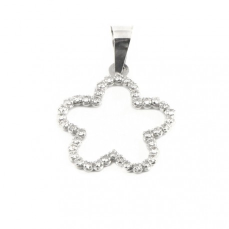 Colgante de oro blanco 18 kts flor