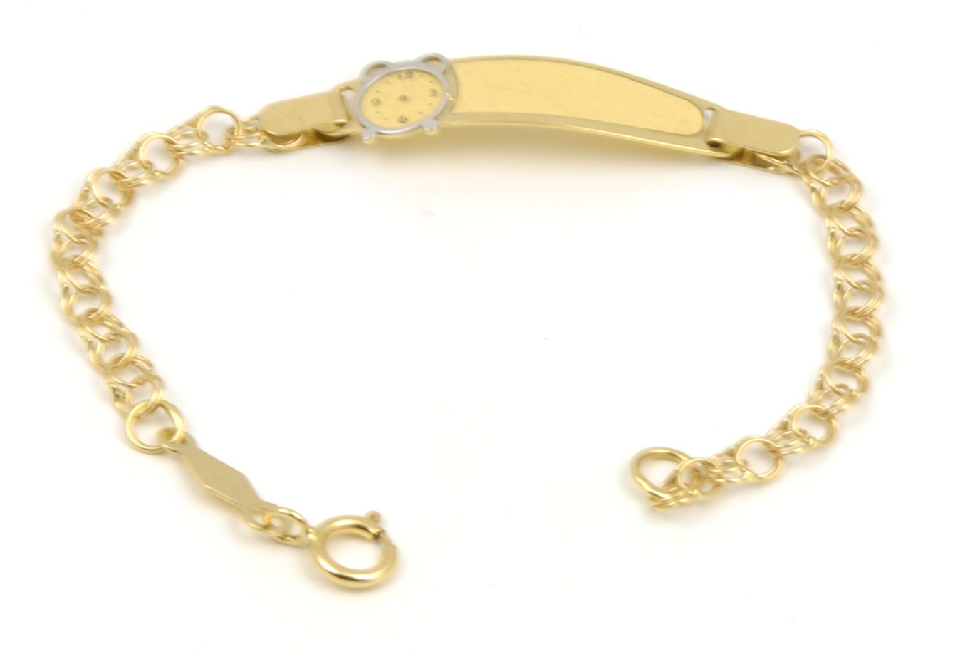 Pulsera para bebé oro 18 kts con motivo reloj