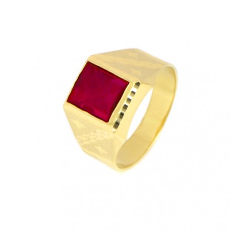 Anillo oro  18 kilates piedra roja
