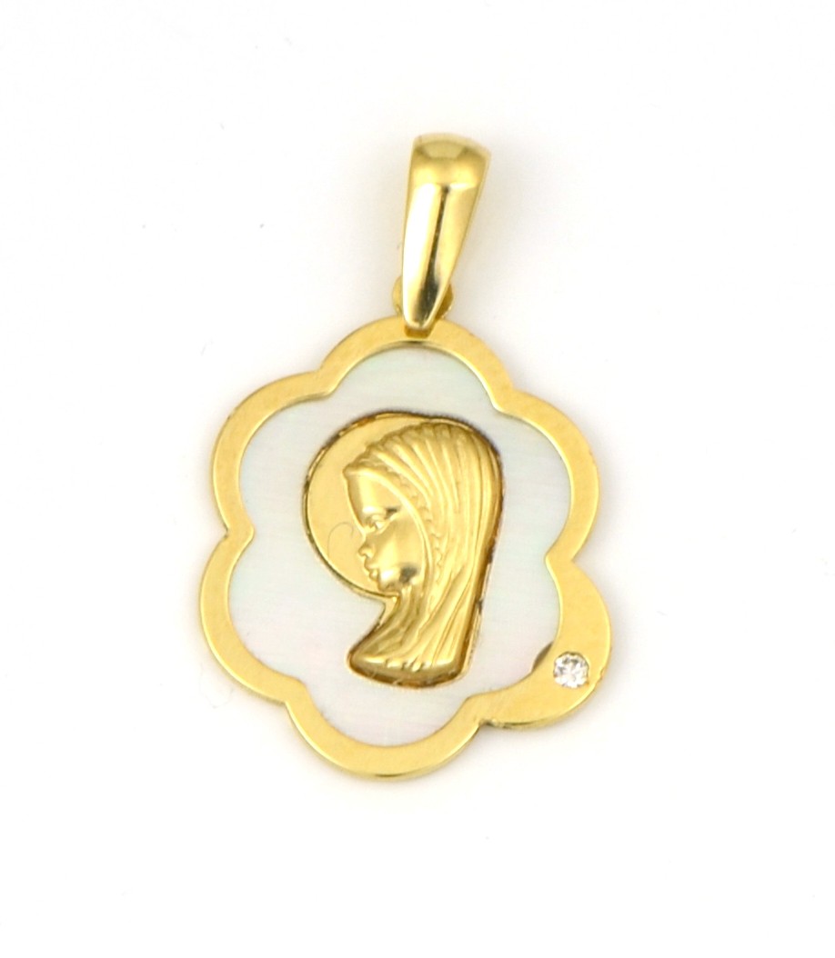 Medalla de oro 18 kts virgen niña
