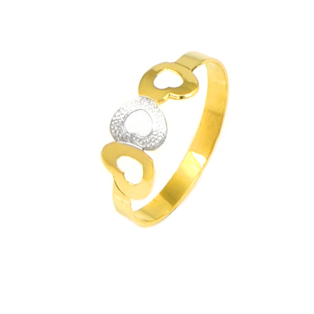 Anillo oro 18 kilates bicolor corazones