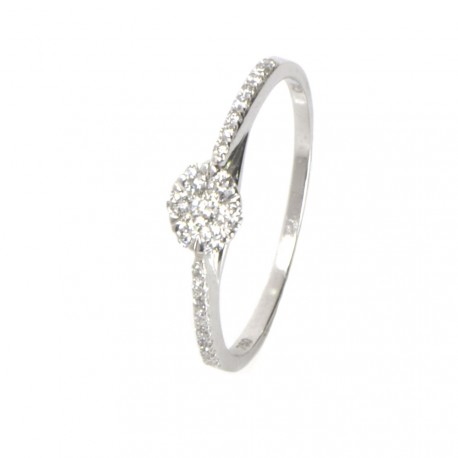 Anillo oro blanco 18 kilates y diamantes