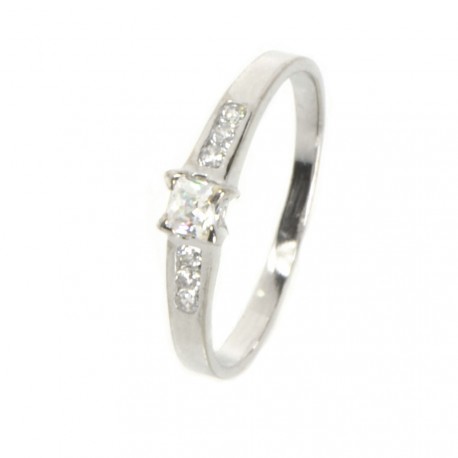 Anell or blanc 18 quirats i zirconitas