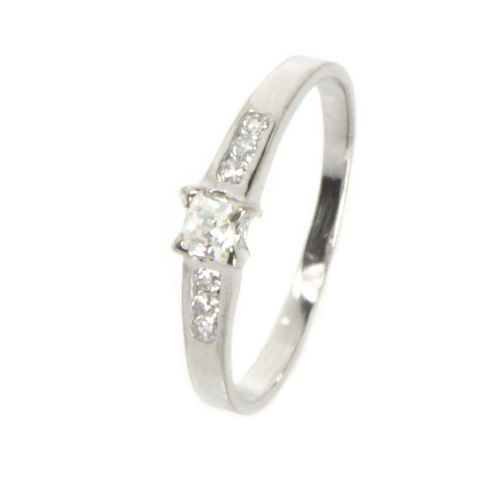 Anillo oro blanco 18 kilates y circonitas