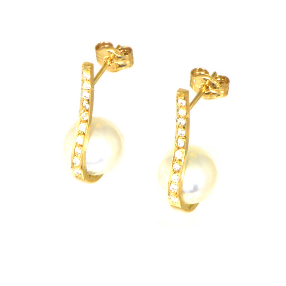 Arracades or 18 kts amb perla i zirconita