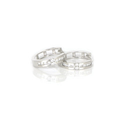 Pendientes aros oro blanco 18 kts con circonitas